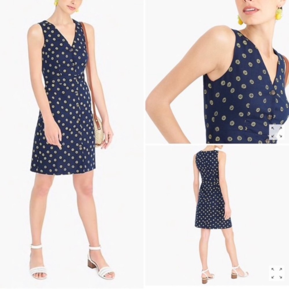 J. Crew V Neck Button Linen Front Dress